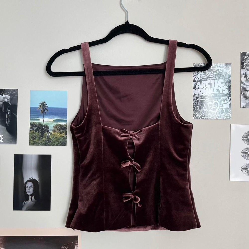 Velvet Burgundy Women's Top - Picture 2 of 2